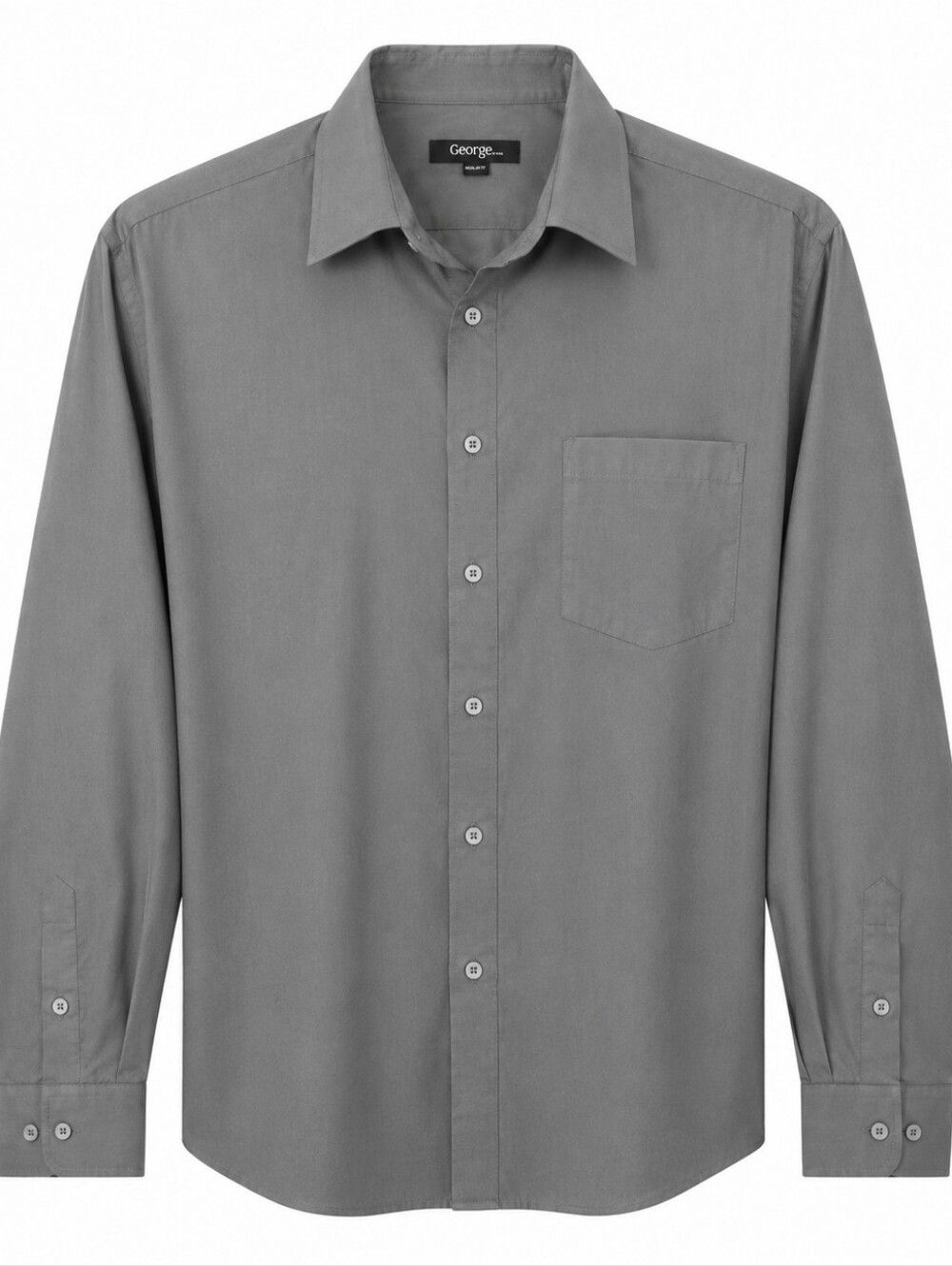 George Men’s Gray Long-Sleeve Dress Shirt 16.5 L/G